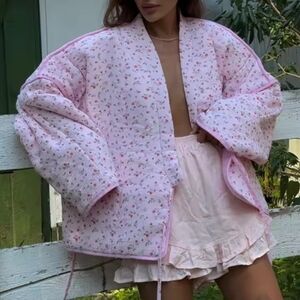 New Floral Pink Quilted Jacket